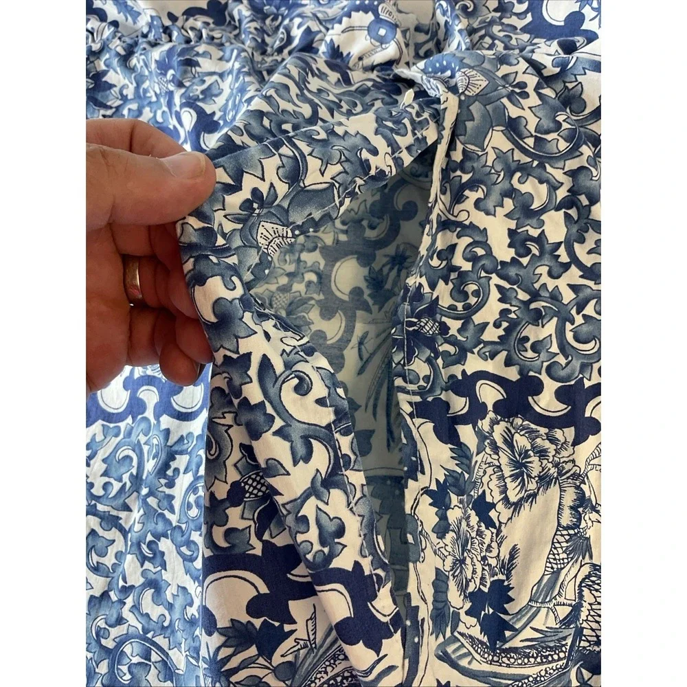 Set of 2 Ralph Lauren King Pillow Sham Tamarind Porcelain Blue Custom Ruffle